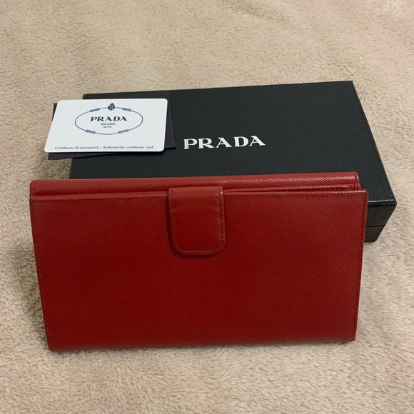 Prada Fuoco Saffiano metal leather long flap wallet - Picture 2 of 4